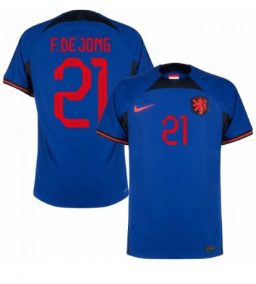 Holandia Frenkie de Jong #21 Koszulka Wyjazdowych MŚ 2022 Krótki Rękaw